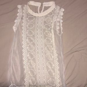 White Mesh & Lace Top